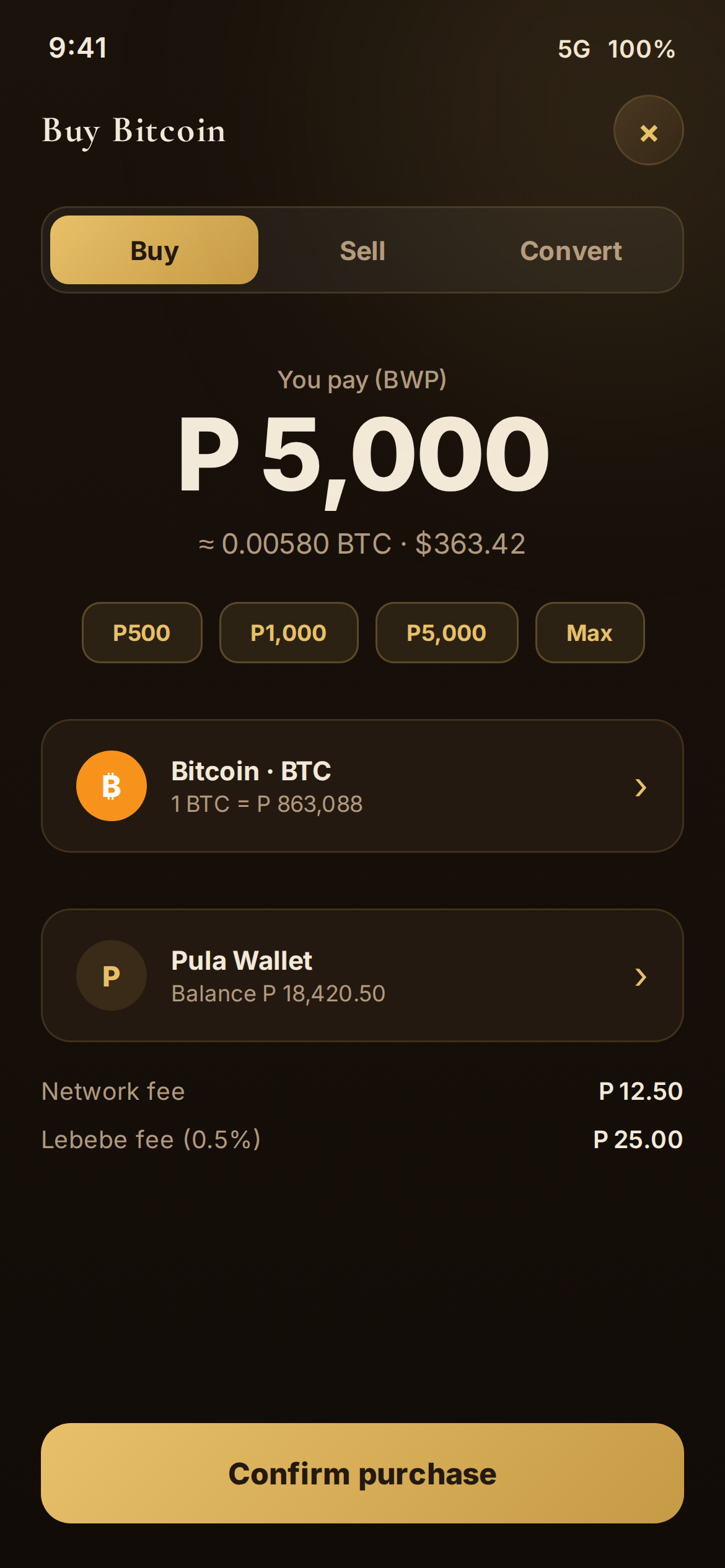 Lebebe Buy Screen
